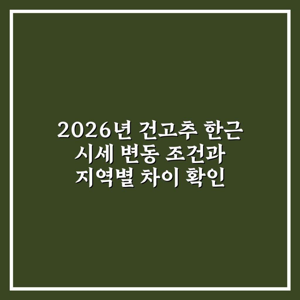 2026년 건고추 한근 시세 변동 조건과 지역별 차이 확인